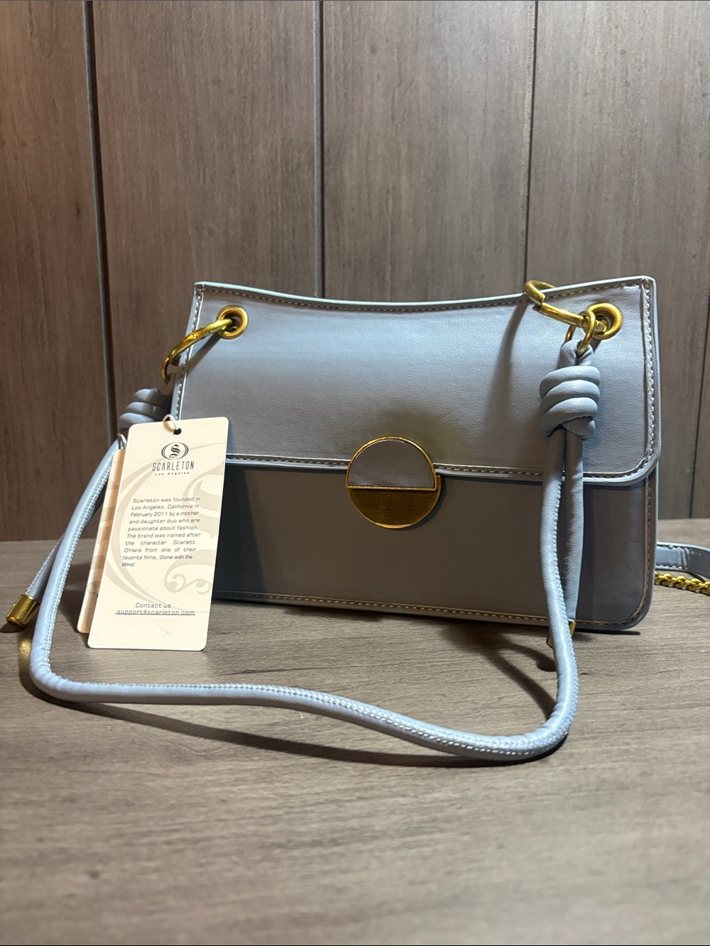Light Blue Crossbody Bag with Gold Hardware #28